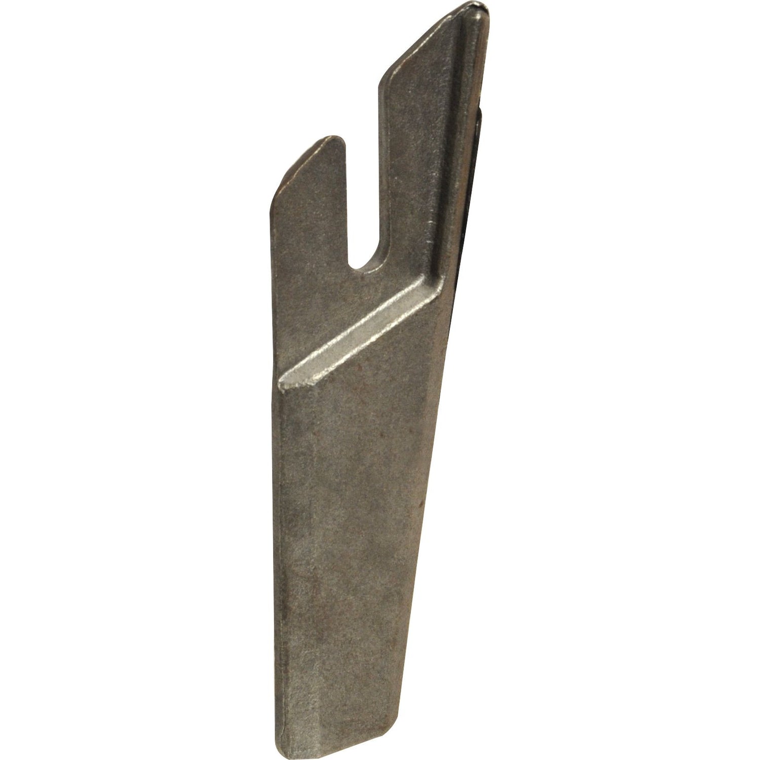 The Weld on Repair Tip 208mm. RH, Replacement for Lely (Sparex Part No.S.77613), is a high-quality metal flat pry tool with a notched end and an angled tip, ideal for any Lely machinery or Universal Tractors.
