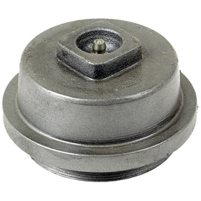The Sparex Hub Cap (Sparex Part No. S.40247) is a metal oil filter cap with a square socket opening at the top, designed for the removal and installation of oil filters and perfectly fits Landini and Massey Ferguson equipment.