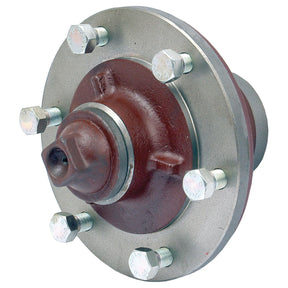 A Sparex Wheel Hub (Part No. S.42781) featuring a rust-colored central hub and six evenly spaced bolts, compatible with Massey Ferguson 135 tractors.