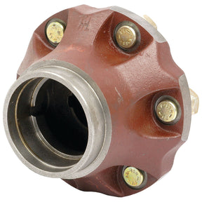 A close-up view of the Sparex Wheel Hub, Sparex Part No. S.42783, featuring a brown outer casing and four protruding bolts, designed for Landini tractors.