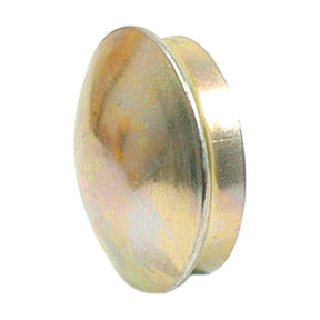 A golden metal freeze plug, Sparex Hub Cap (Part No. S.56943), with a slightly convex shape, resembling a miniature hub cap, shown against a white background.