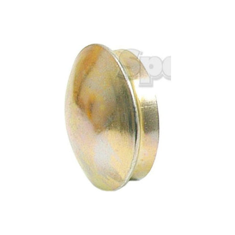 A metallic, circular object with a concave center and a short, cylindrical base viewed from an angle, reminiscent of the Sparex Hub Cap (Part No. S.56943).