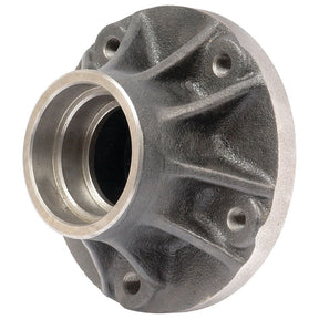 The Sparex Wheel Hub (Part No. S.57285), a robust metal mechanical component, features a circular central opening surrounded by threaded holes. Compatible with Case IH machinery, it boasts a ridged design for enhanced strength and durability.