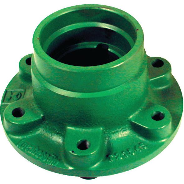 The Sparex Wheel Hub (Part No. S.60914) is a green metal mechanical part that resembles a John Deere wheel hub, featuring a circular base with multiple bolt holes surrounding a central cylindrical opening.