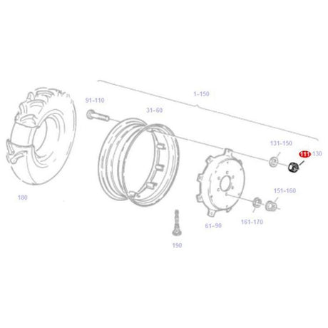 Wheel Nut Rear - F156703010030 - Massey Tractor Parts