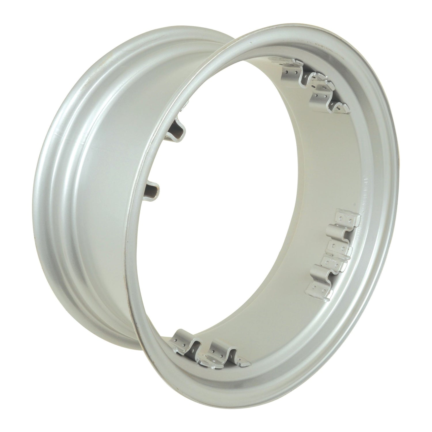 The Sparex Wheel Rim, model S.68337, is a single, unmounted silver steel rim measuring 10 x 24 inches. It features multiple attachment points and a smooth, polished surface, making it suitable for various tyre sizes.