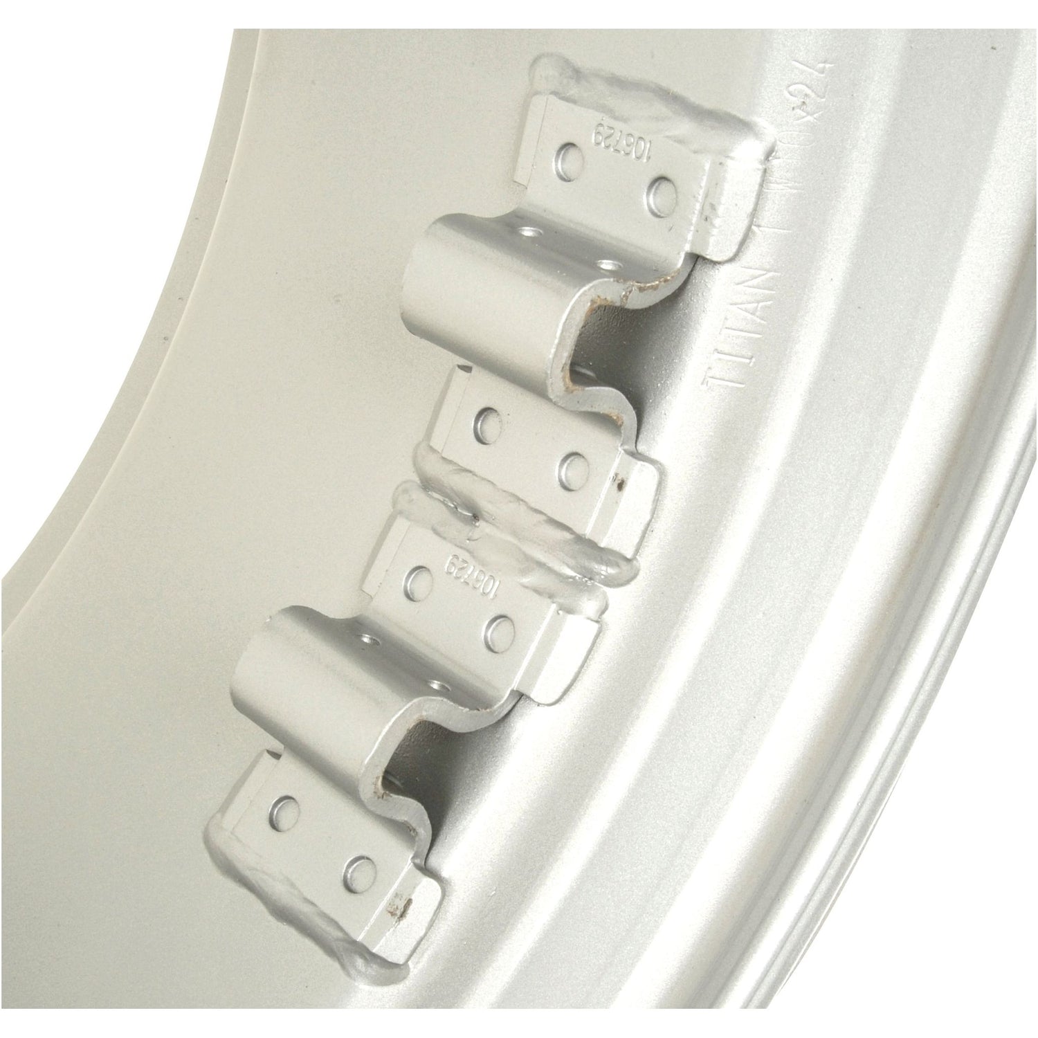 Close-up of the Sparex Wheel Rim (10 x 24") in silver, showcasing three mounted wheel weights with numerical and letter markings that hint at the rugged durability often sought for 4WD tires.