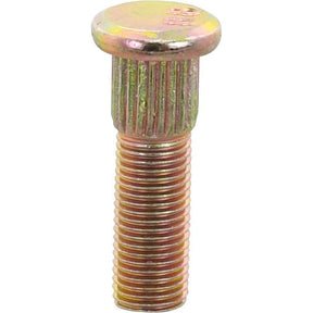 A Sparex Wheel Stud 3/8'' UNF with a round, flat head and threaded shaft. The upper portion features a textured, ribbed surface, making it ideal for use as a wheel stud (Agripak | Sparex Part No.S.26729).