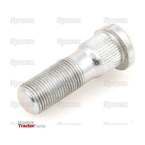A sturdy metal wheel stud with a threaded body and a smooth, wider base for reliable performance. The background features faint text, "Sparex." This is the Sparex Wheel Stud M18 x 1.5 x 60mm (Metric) Grip Ø: 20.3mm - S.57989.
