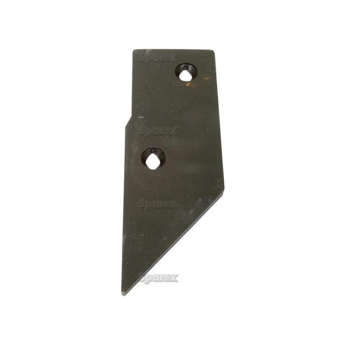 A black metal blade, measuring 4 inches, with three holes (two circular and one bolt-shaped) designed for machinery attachment. Ideal for the Sumo TRIO system. Known as Wing 4'' LH To fit as: SW165, Sparex Part No.S.22789 from the Sparex brand.
