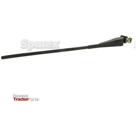 A 16-inch (400mm) wiper arm, branded with "Sparex," features a long, thin rod and a bolt at one end. The background displays the "Sparex" logo, accompanied by "Massey Tractor Parts" in red and black text on the bottom left. Its design is enhanced by a precise 6mm parallel spline.