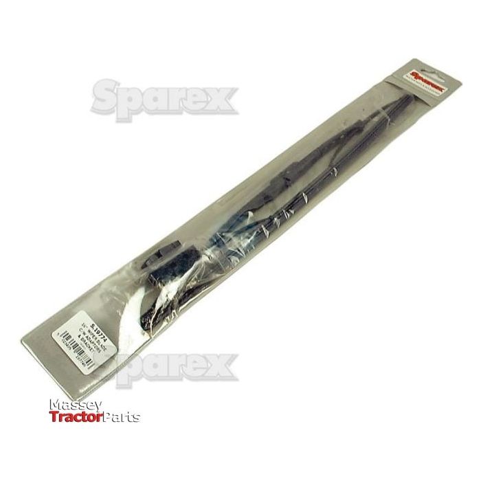 Packaging of a Massey Tractor Parts product, featuring a Wiper Blade - 16'' (400mm) 1 pc. + S.14730 by Sparex, visible through a clear plastic cover, with labels indicating product details and branding including the Sparex Part No.S.19774.