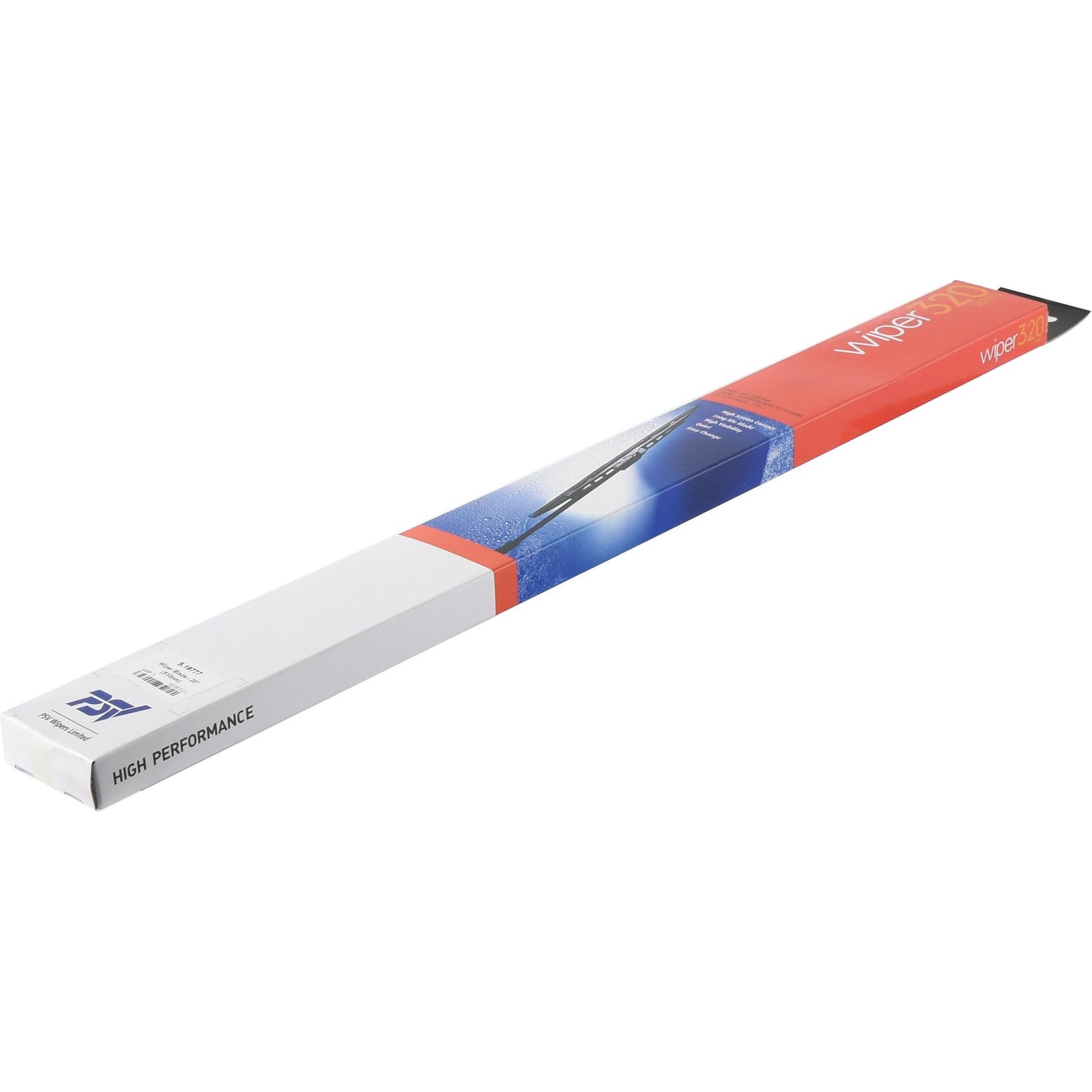 The packaging of a single Sparex 20-inch (500mm) windshield wiper blade, showcasing high-performance branding and a visual of the wiper on a red, white, and blue background. Compatible with Case IH for versatile use. Product Name: Wiper Blade - 20'' (500mm) 1 pc. + S.14818 | Sparex Part No.S.19777