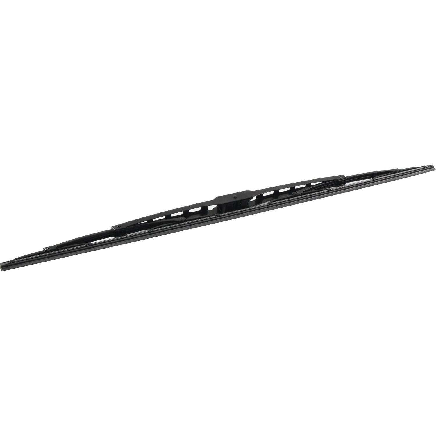 The Sparex Wiper Blade (Heavy Duty) - 26'' (650mm), Part No. S.24766, is a robust black wiper blade featuring a central connector and curved frame, specifically designed for efficiently clearing rain and debris from car windshields to ensure optimal visibility in all weather conditions.