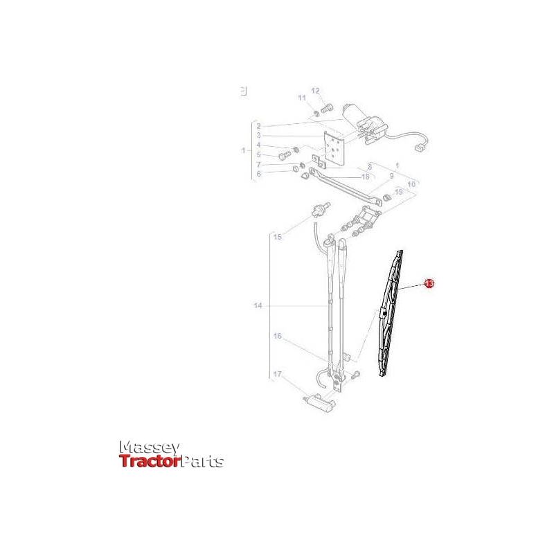 Massey Ferguson Wiper Blade - 3714194M1 | OEM | Massey Ferguson parts | Wiper Blades-Massey Ferguson-Cabin & Body Panels,Farming Parts,Tractor Parts,Windscreen Washers,Wiper Blades,Wiper Motors & Blades