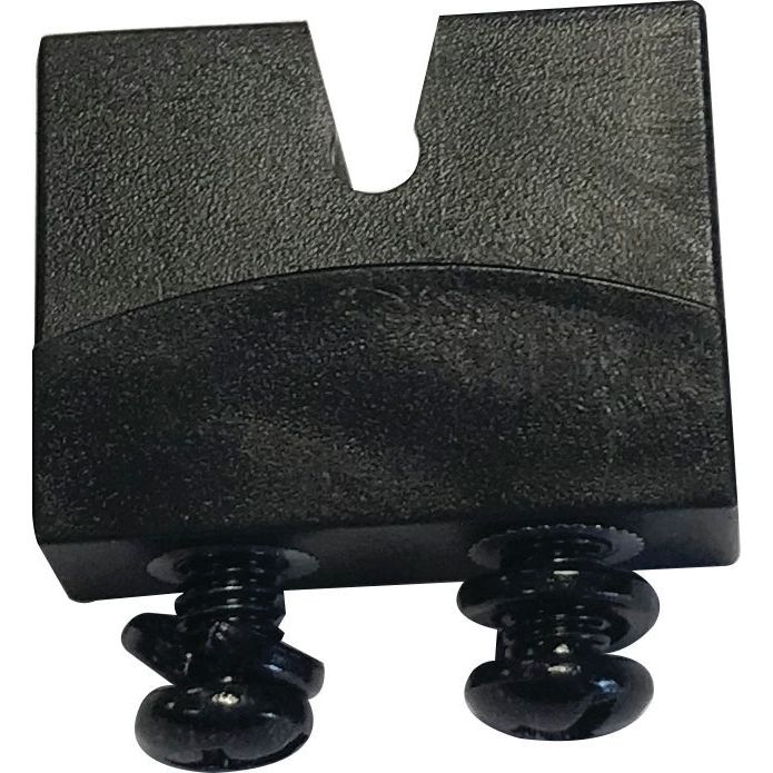 The Sparex Wiper Blade Fixing Bracket (Part No. S.14730) is a black metal clamp featuring a V-shaped notch at the top and two screw bolts at the bottom for securing objects, making it ideal for various applications.