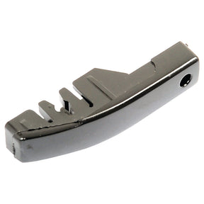 A black plastic blade sharpener with a rectangular shape, featuring multiple slots for different sharpening angles, and includes a Wiper Blade Fixing Bracket by Sparex (Part No. S.14818) for added stability.