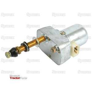 Close-up of a small metallic solenoid switch with brass components, used in agricultural machinery. The background features faint "Sparex" watermarks, while the "Massey Tractor Parts" logo is visible in the corner next to a Wiper Motor 12V (Sparex Part No. S.57896).