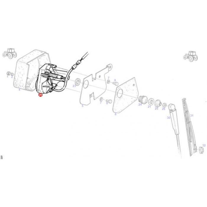 Wiper Motor - G205812170021 - Massey Tractor Parts