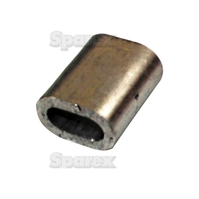 A close-up image of a metallic, oval-shaped Wire Rope Ferrule (Rope Ø Steel Core: 3.5mm, Din: 3039, S.13941) from the brand "Sparex," suitable for various electrical applications.