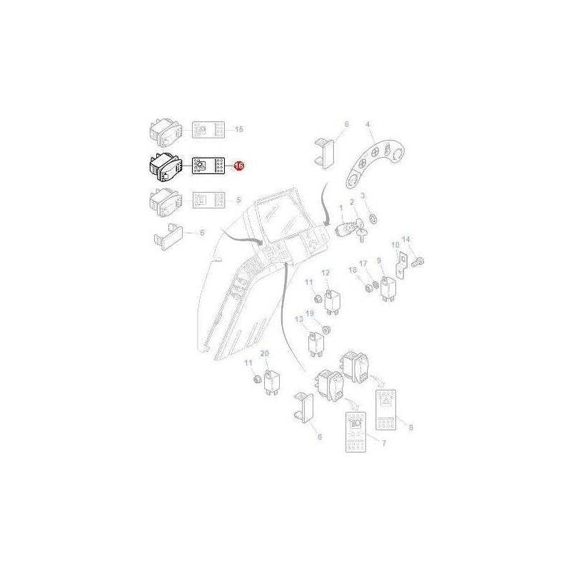 Massey Ferguson WorkLight Switch - 4290436M2 | OEM | Massey Ferguson parts | Light Switches-Massey Ferguson-Farming Parts,Light Switches,Lighting & Electrical Accessories,Rocker Switches & Components,Switches & Sensors,Tractor Parts