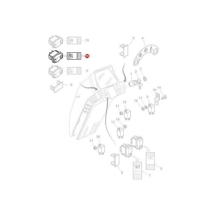 WorkLight Switch - 4290436M2 - Massey Tractor Parts