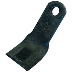 Image of a Sparex black metal Y type flail blade measuring 130mm in length and 40mm in width, with a hole diameter of 16.5mm for attachment. This blade, with an 8mm thickness, is ideal as a replacement for Kuhn machinery model 6060000 or as part of Sparex inventory (Part No. S.74810).