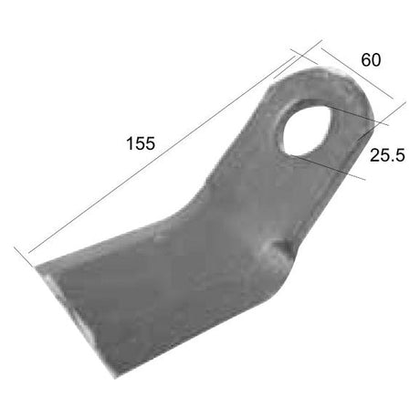 Y type flail, Length: 155mm, Width: 60mm, Hole⌀: 25.5mm, Thickness: 8mm. Replacement for Ferri
 - S.78436 - Massey Tractor Parts