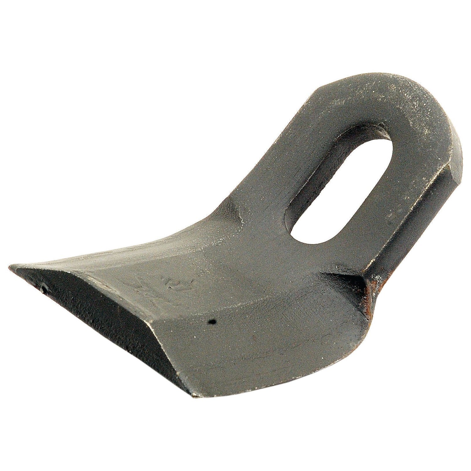 A black, curved metal Y type flail attachment by Sparex, featuring a rectangular opening at the top (30x14mm), measuring 80mm in length, 40mm in width, and 8mm in thickness, compatible with Y Type handles.