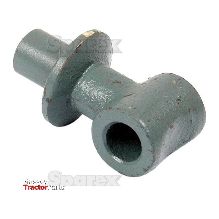 A metal casting component with a cylindrical shape and a flange, showing spots of wear and paint chipping. The words "Sparex S.43761 Yoke" are visible in the corner, suggesting it as a part from Massey Ferguson or Sparex.