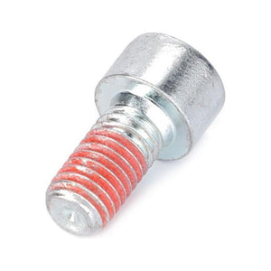 The AGCO Massey Ferguson - Hex socket screw - AL5050608 is a metallic screw featuring a red threadlocker applied to the threaded portion, making it ideal for various farming parts. Always check fitment before use to ensure compatibility.