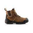 The Buckler Safety Lace/Dealer Boot (Bhyb2Br) is a brown leather dealer boot featuring a black rubber sole, reinforced toe, and ankle support, making it perfect for those seeking durable work boots.