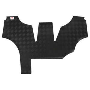 The Massey Ferguson Floor Mat (3933968M1 - ACP0610330) by AGCO, featuring a black diamond pattern with cutouts for optimal traction and comfort, is positioned on a white background.