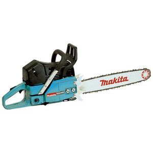 The Makita DCS9010-74 chainsaw, featuring a distinct blue and black design with a metal blade showcasing the Makita logo, exemplifies professional-grade power tools. This efficient 90CC chainsaw with a 74CM bar stands out against a pristine white background.