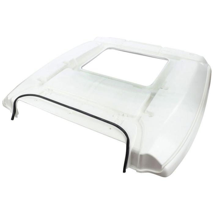 AGCO Fendt - Roof - H716810021061 features a white hardtop roof panel with a rectangular cut-out in the center and an attached black weatherstrip along the front edge, designed for compatibility with models like the Fendt Vario.