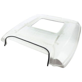 AGCO Fendt - Roof - H716810021061 features a white hardtop roof panel with a rectangular cut-out in the center and an attached black weatherstrip along the front edge, designed for compatibility with models like the Fendt Vario.