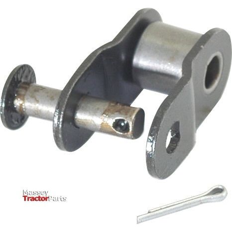 The Sparex Cranked Link, Simplex, 50-1 (Sparex Part No. S.37500), a mechanical pin and bushing assembly with a cotter pin commonly used in machinery for securing parts, is shown against a white background. This ECOPLUS model also highlights its chain reference for added versatility.