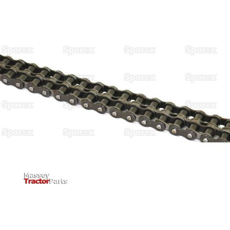 Close-up of a heavy-duty industrial Drive Chain - Duplex, 80-2 (5M) with Sparex branding text in the background.