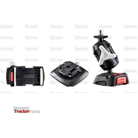 A variety of tractor parts are showcased on a white background, highlighting components with red and black accents. The text in the background and bottom corner reads "Sparex" and "Massey Tractor Parts." For further options, consider products like the ROKK Mini Adjustable Phone Clamp & Adhesive Mount (Sparex Part No. S.151440).