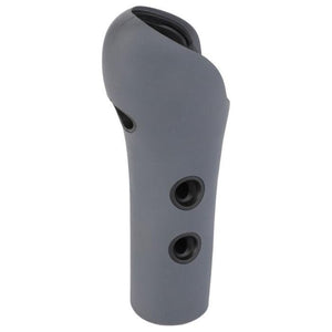 A gray AGCO silicone protective cover designed for handheld devices, featuring two oval openings and a cutout at the top, compatible with Massey Ferguson models' panel knob V34187000.