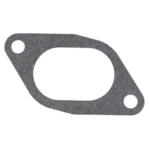 An AGCO Massey Ferguson Manifold Gasket (V836006803) with an oval shape and two circular holes on either side, made of grey material, compatible with models MF 3680 and MF 3690.