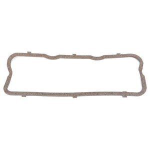 A rectangular cork gasket with curved edges and several notches around its perimeter, compatible with various Massey Ferguson models, the AGCO Massey Ferguson Cover Gasket (Product Code V836646360).