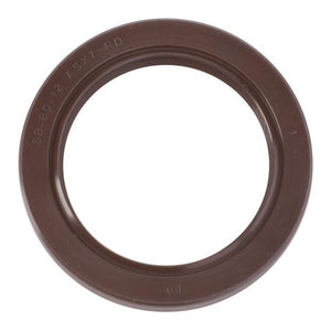 The AGCO Massey Ferguson Shaft Seal V836673387 is a brown rubber oil seal gasket with textual markings on the top edge. It is circular in shape, designed for mechanical applications to prevent fluid leakage, and is suitable for various Massey Ferguson models, including both 4WD and 2WD.