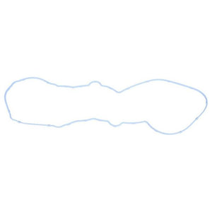 Image of a blue, irregularly shaped gasket, primarily used in automotive or machinery applications, and specifically compatible with Massey Ferguson models featuring Dyna-4 or Dyna-VT transmissions. The product is identified as the Massey Ferguson - Cover Gasket - V837070128 by AGCO.