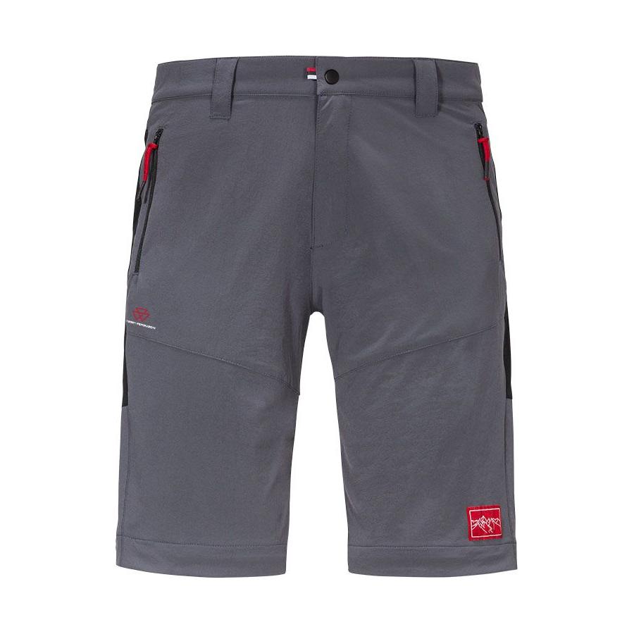 The Massey Ferguson Hiking Trousers Unisex by AGCO feature a stylish gray design with red accents, zippered pockets for convenience, and the new MF logo on the lower left side. These quick-drying trousers are perfect for your outdoor adventures. (Product Code: X993322210)